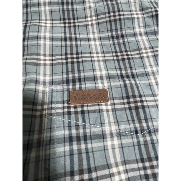Carhartt Shirt Men’s Large Green Plaid Flannel  Long Sleeve Button Down - Picture 5 of 12